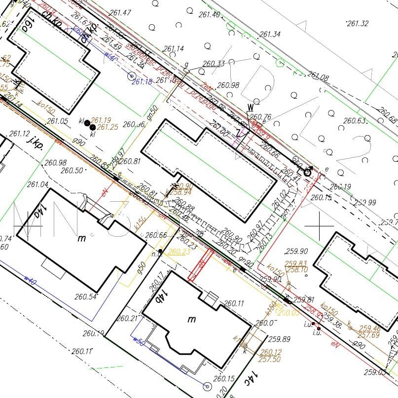 Fragment projektu zagospodarowania terenu: przyłącze wodociągowe, ul. Księdza Stanisława Truszkowskiego, Krowodrza, 2020